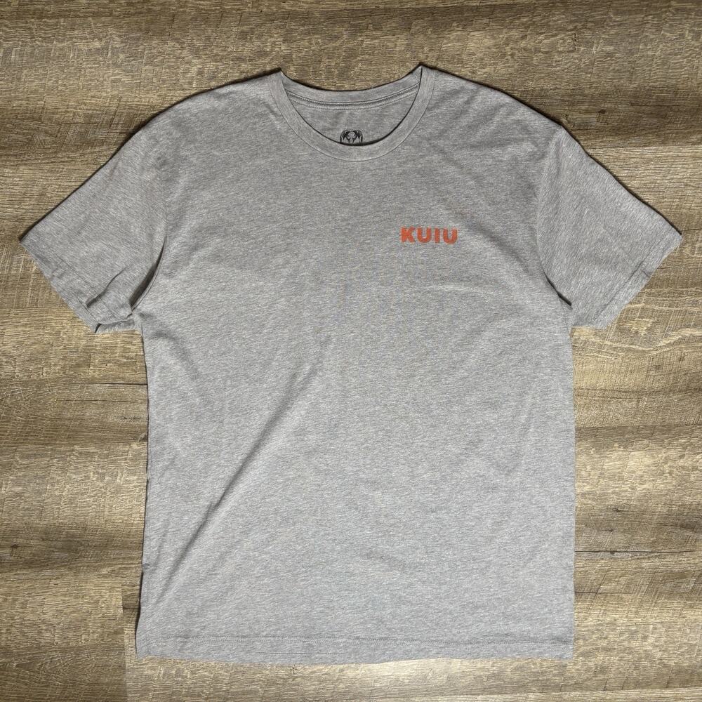 KUIU Ultralight Hunting Shirt Men's XL Gray Ram Logo Orange Graphic Tee Faded